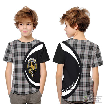 MacPherson Dress Tartan Kid T-Shirt with Family Crest Circle Style