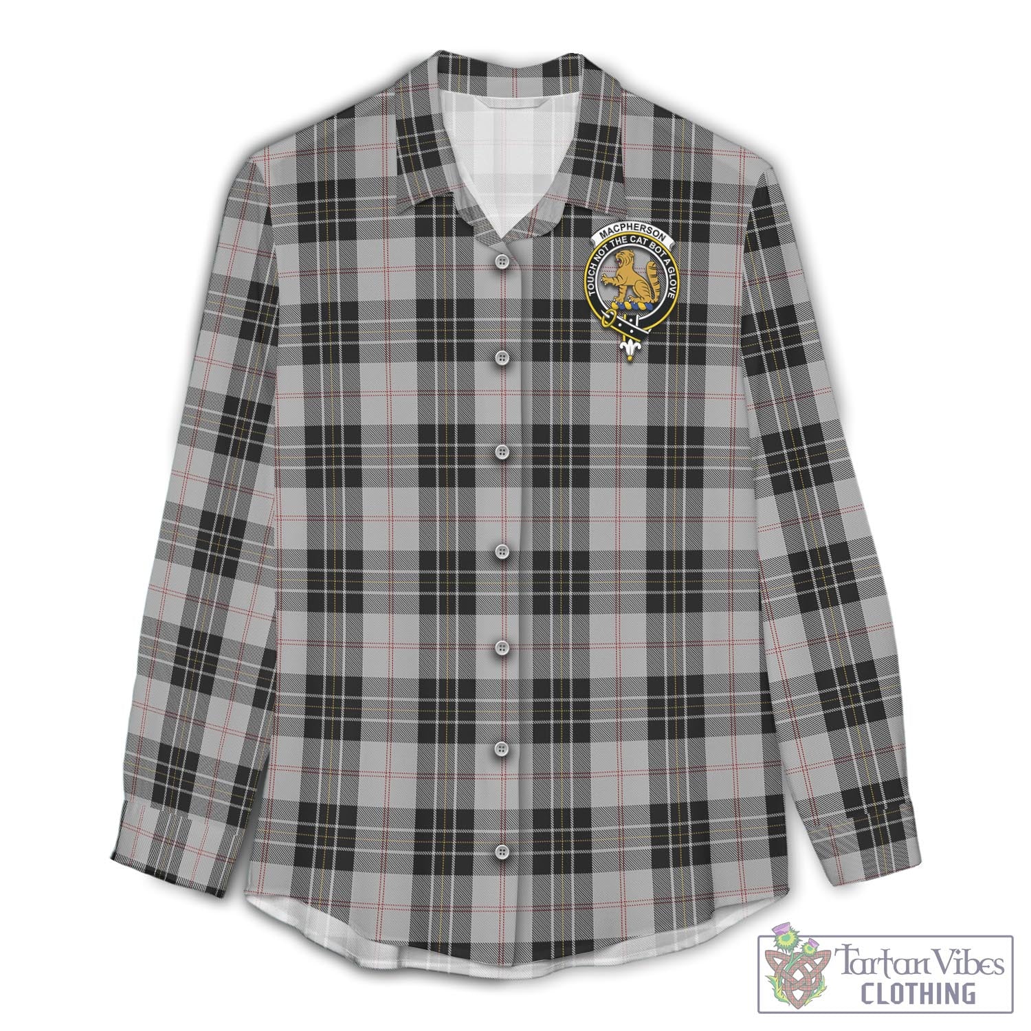 Tartan Vibes Clothing MacPherson Dress Tartan Womens Casual Shirt with Family Crest