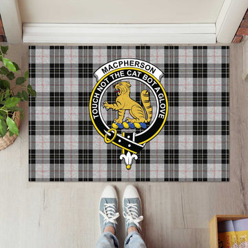 MacPherson Dress Tartan Door Mat with Family Crest