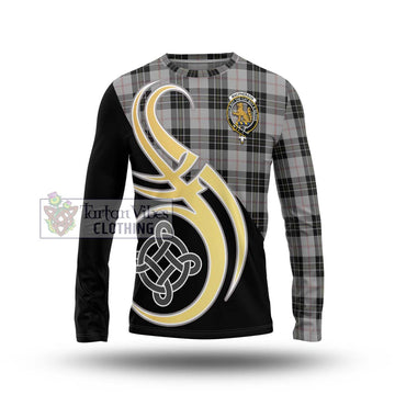 MacPherson Dress Tartan Long Sleeve T-Shirt with Family Crest and Celtic Symbol Style