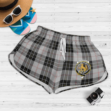 MacPherson Dress Tartan Womens Shorts with Family Crest