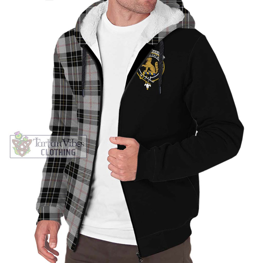 MacPherson Dress Tartan Sherpa Hoodie with Family Crest and Half Of Me Style Unisex S - Tartanvibesclothing Shop