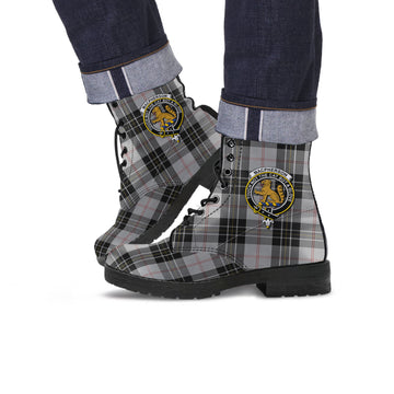 MacPherson Dress Tartan Leather Boots with Family Crest