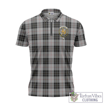 MacPherson Dress Tartan Zipper Polo Shirt with Family Crest