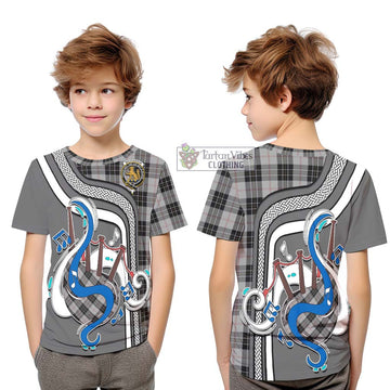 MacPherson Dress Tartan Kid T-Shirt with Epic Bagpipe Style