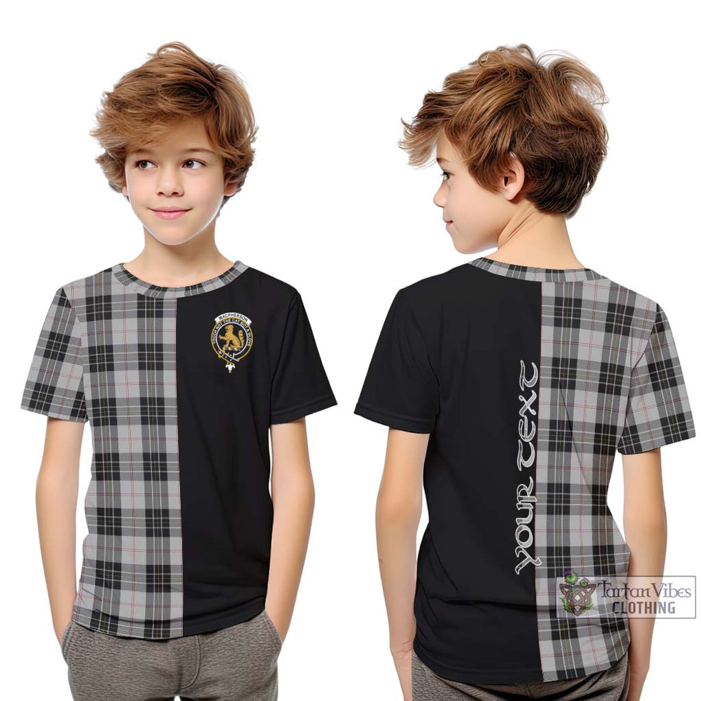 MacPherson Dress Tartan Kid T-Shirt with Family Crest and Half Of Me Style Youth XL Size14 - Tartanvibesclothing Shop