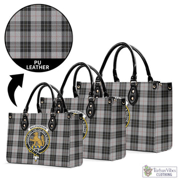 MacPherson Dress Tartan Luxury Leather Handbags with Family Crest