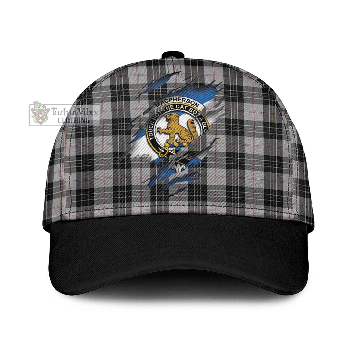 Tartan Vibes Clothing MacPherson Dress Tartan Classic Cap with Family Crest In Me Style