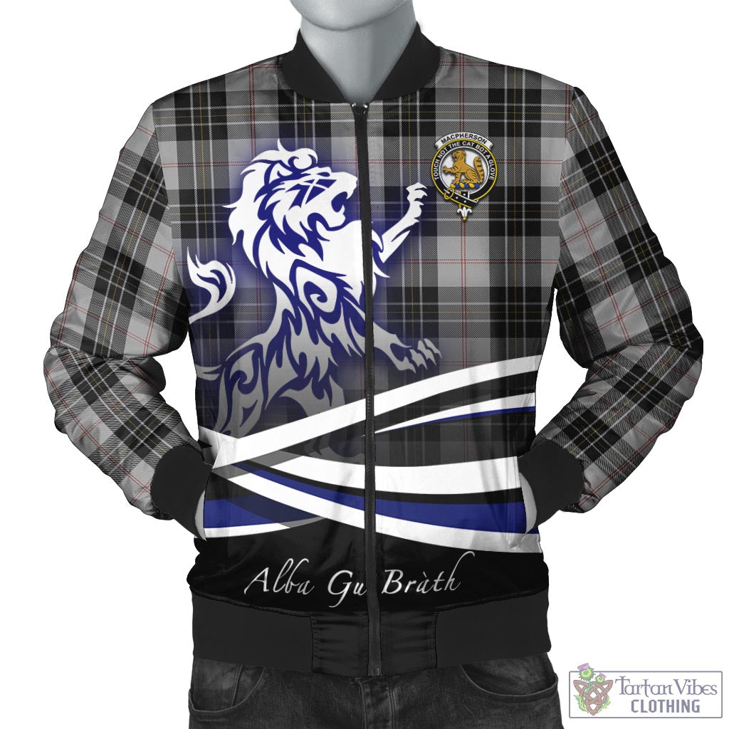 Tartan Vibes Clothing MacPherson Dress Tartan Bomber Jacket with Alba Gu Brath Regal Lion Emblem