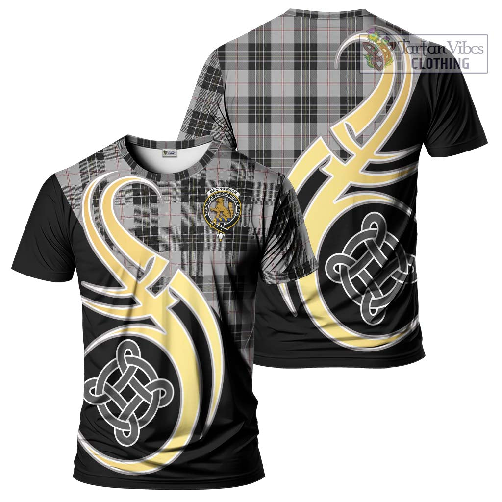 Tartan Vibes Clothing MacPherson Dress Tartan T-Shirt with Family Crest and Celtic Symbol Style