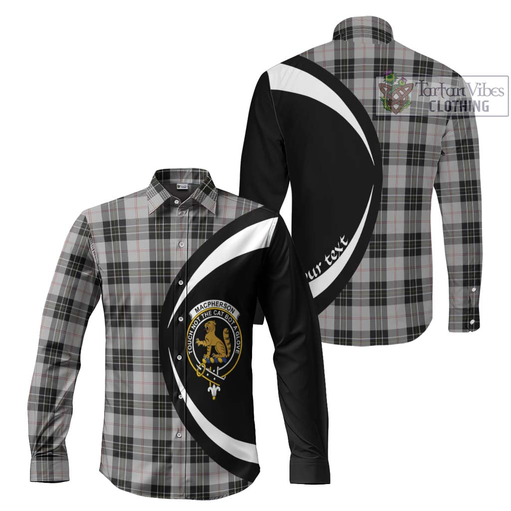 MacPherson Dress Tartan Long Sleeve Button Up with Family Crest Circle Style Men's Shirt S - Tartan Vibes Clothing