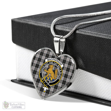 MacPherson Dress Tartan Heart Necklace with Family Crest