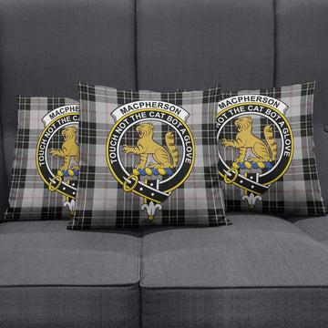 MacPherson Dress Tartan Pillow Cover with Family Crest