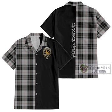 MacPherson Dress Tartan Short Sleeve Button Shirt with Family Crest and Half Of Me Style