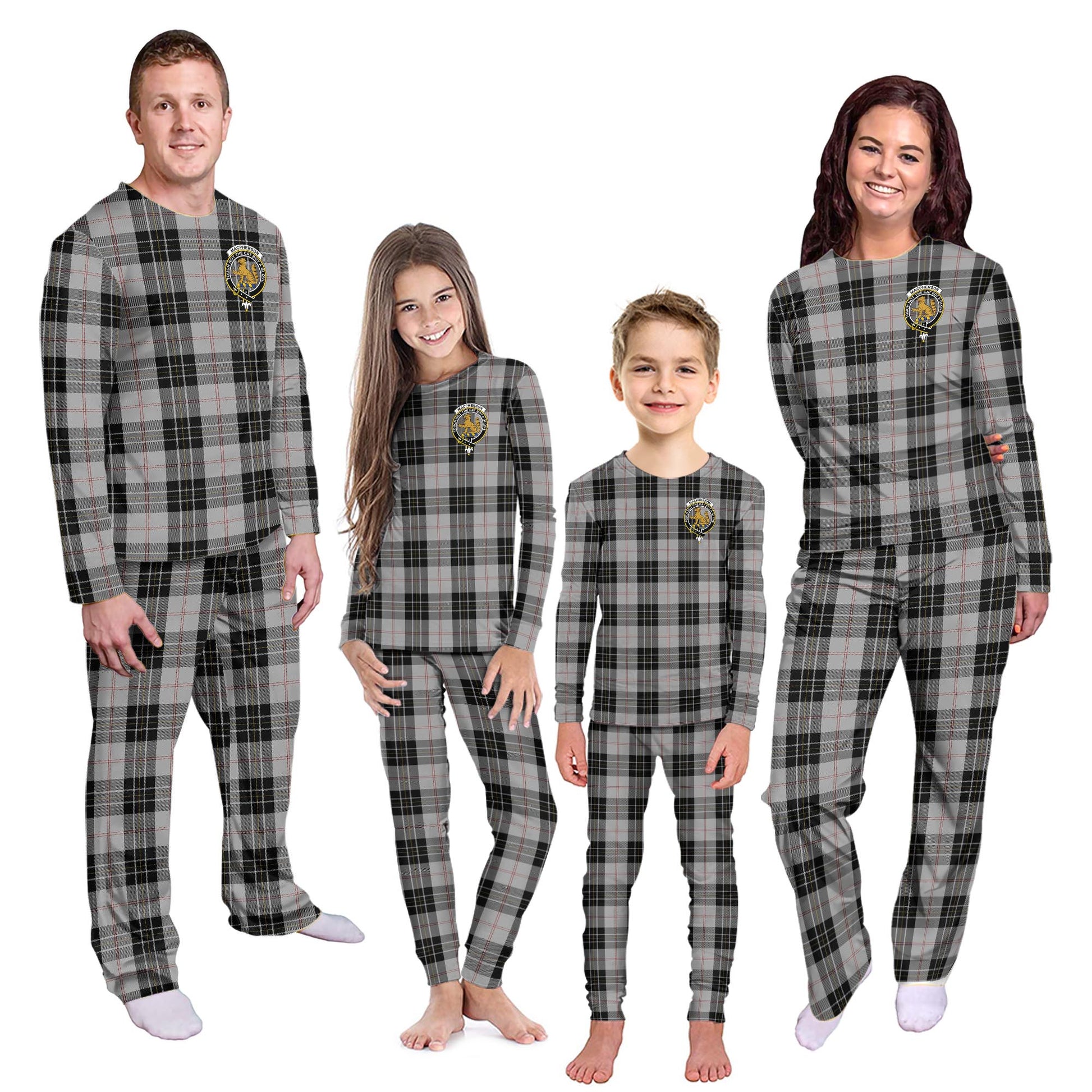 MacPherson Dress Tartan Pajamas Family Set with Family Crest - Tartanvibesclothing