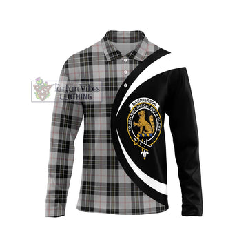 MacPherson Dress Tartan Long Sleeve Polo Shirt with Family Crest Circle Style