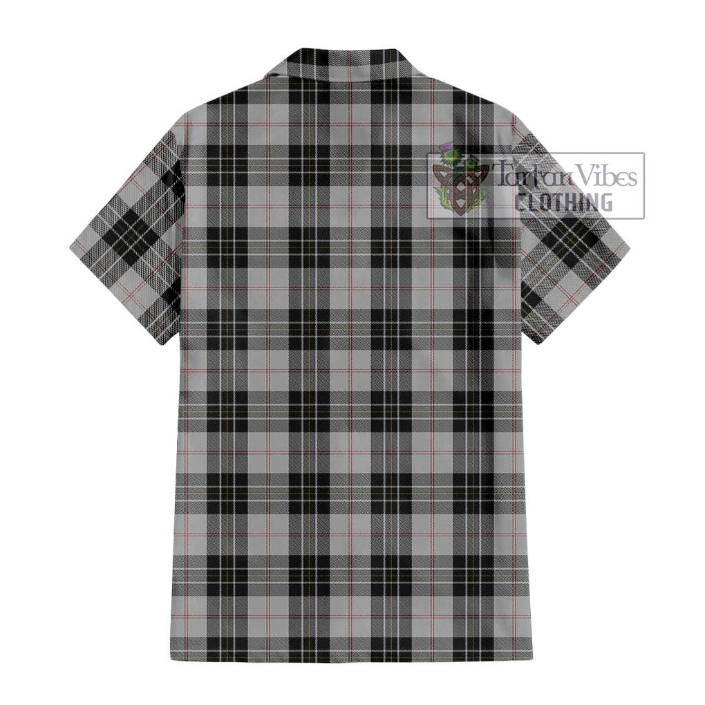 MacPherson Dress Tartan Short Sleeve Button Shirt with Family Crest DNA In Me Style - Tartanvibesclothing Shop