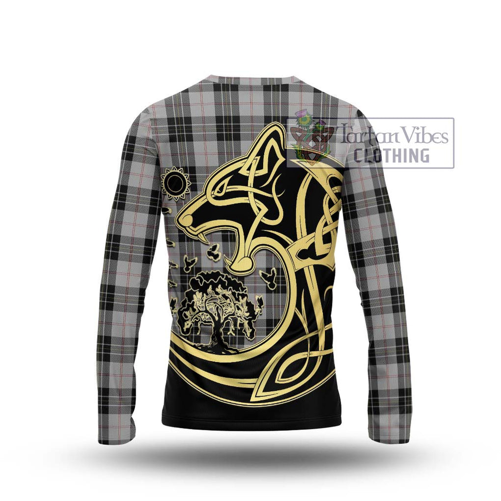 MacPherson Dress Tartan Long Sleeve T-Shirt with Family Crest Celtic Wolf Style - Tartan Vibes Clothing