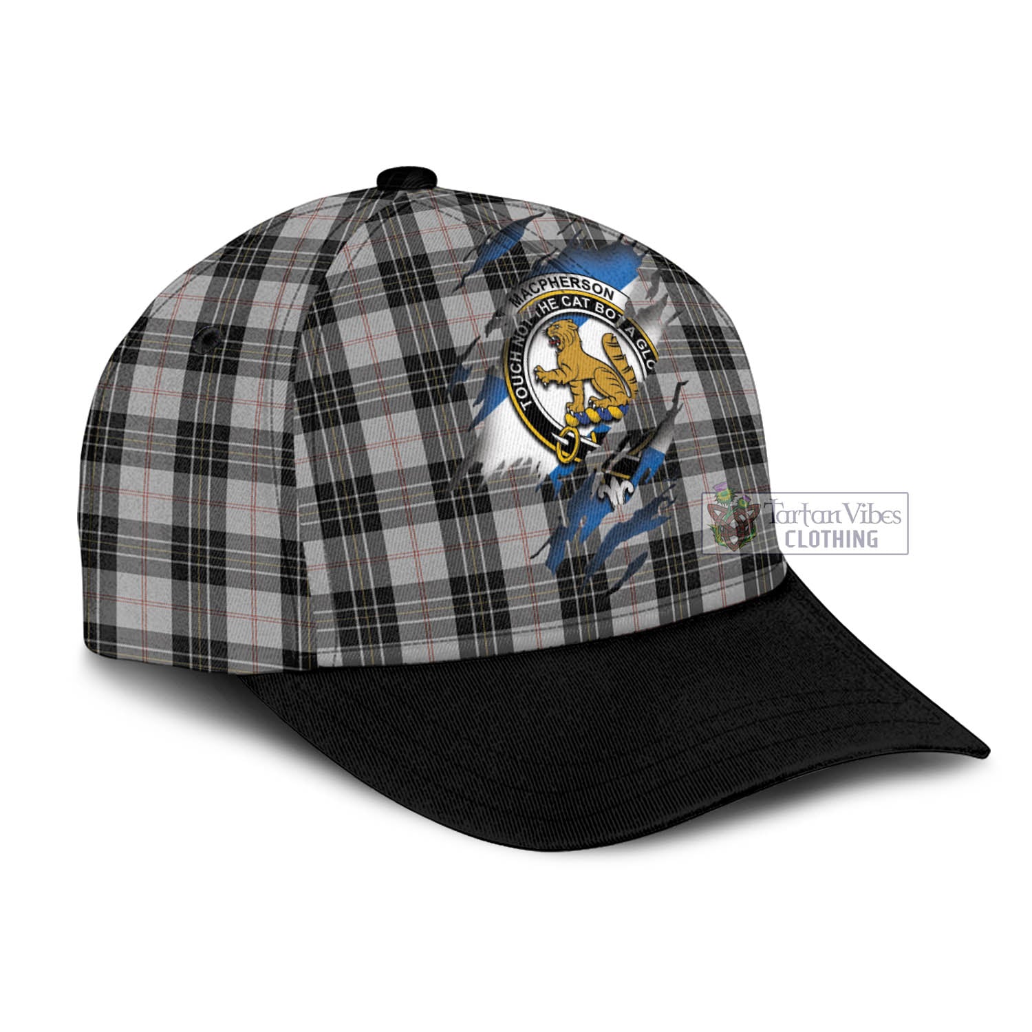 Tartan Vibes Clothing MacPherson Dress Tartan Classic Cap with Family Crest In Me Style