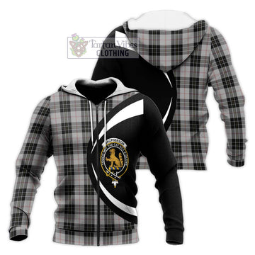 MacPherson Dress Tartan Knitted Hoodie with Family Crest Circle Style