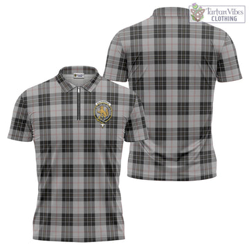 MacPherson Dress Tartan Zipper Polo Shirt with Family Crest