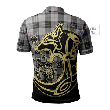 MacPherson Dress Tartan Polo Shirt with Family Crest Celtic Wolf Style