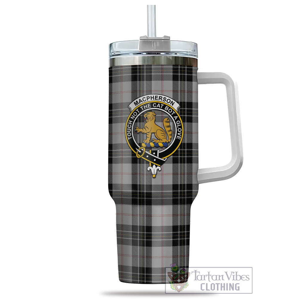 Tartan Vibes Clothing MacPherson Dress Tartan and Family Crest Tumbler with Handle