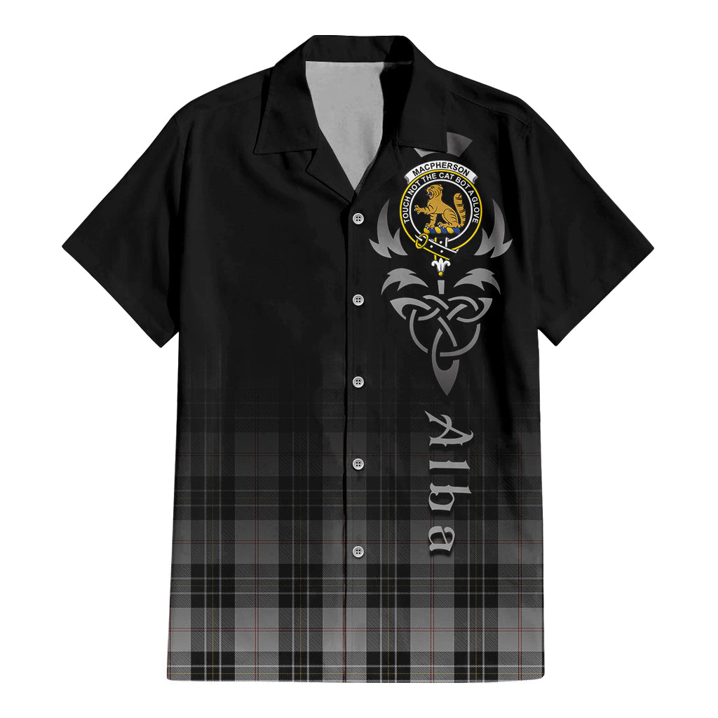 Tartan Vibes Clothing MacPherson Dress Tartan Short Sleeve Button Up Featuring Alba Gu Brath Family Crest Celtic Inspired