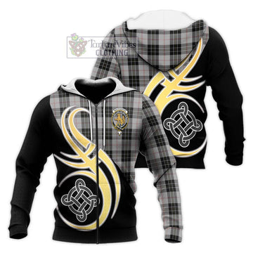 MacPherson Dress Tartan Knitted Hoodie with Family Crest and Celtic Symbol Style