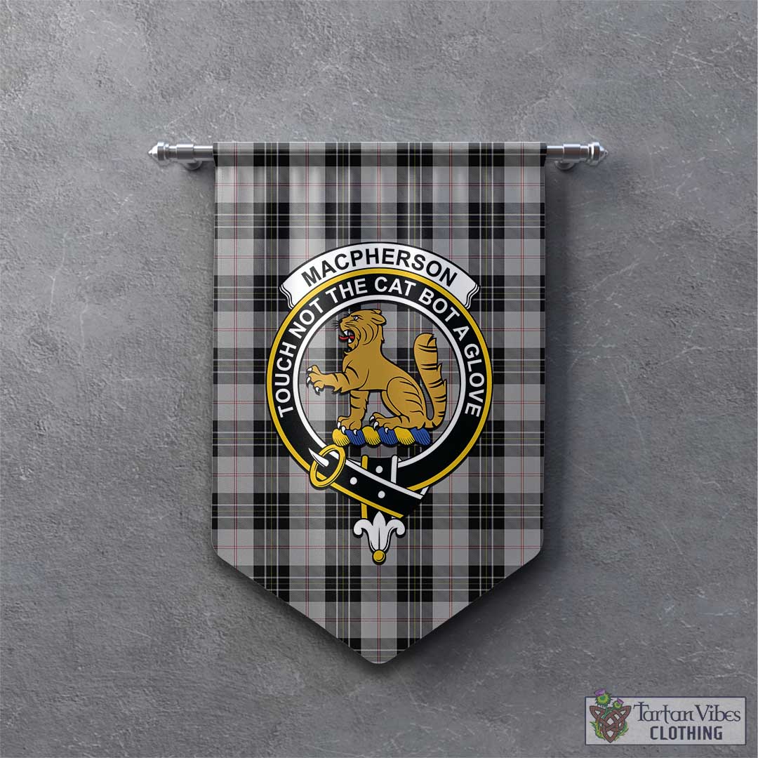 Tartan Vibes Clothing MacPherson Dress Tartan Gonfalon, Tartan Banner with Family Crest