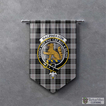 MacPherson Dress Tartan Gonfalon, Tartan Banner with Family Crest