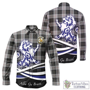 MacPherson Dress Tartan Long Sleeve Button Up Shirt with Alba Gu Brath Regal Lion Emblem