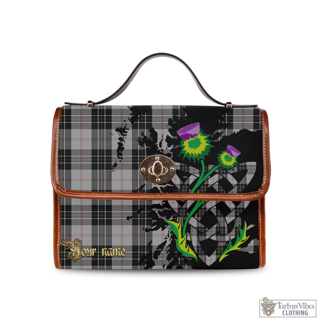 Tartan Vibes Clothing MacPherson Dress Tartan Waterproof Canvas Bag with Scotland Map and Thistle Celtic Accents