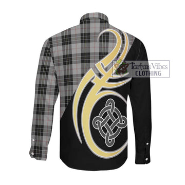 MacPherson Dress Tartan Long Sleeve Button Shirt with Family Crest and Celtic Symbol Style