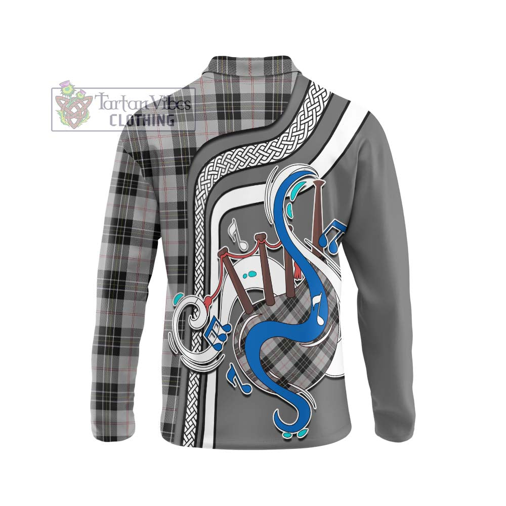 Tartan Vibes Clothing MacPherson Dress Tartan Long Sleeve Polo Shirt with Epic Bagpipe Style