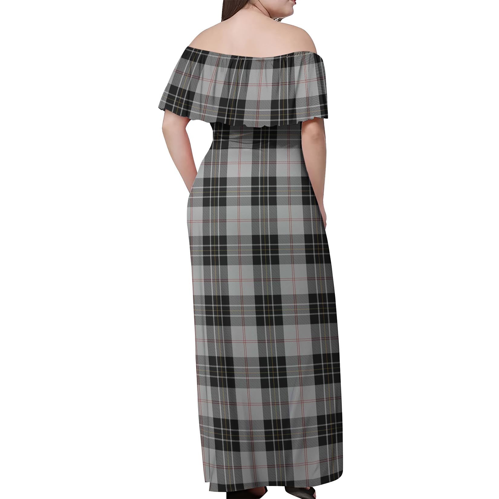 MacPherson Dress Tartan Off Shoulder Long Dress - Tartanvibesclothing