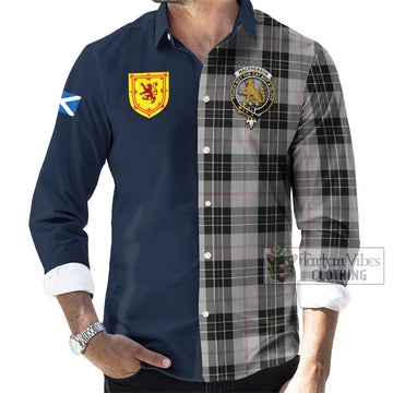 MacPherson Dress Tartan Long Sleeve Button Shirt Alba with Scottish Lion Royal Arm Half Style