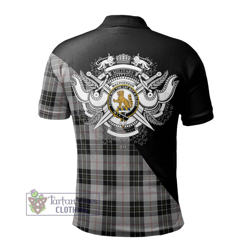 MacPherson Dress Tartan Polo Shirt with Family Crest and Military Logo Style - Tartanvibesclothing Shop