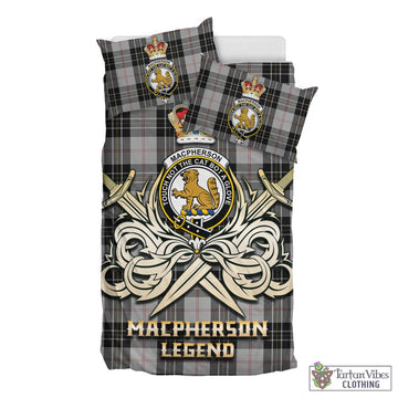 MacPherson Dress Tartan Bedding Set with Clan Crest and the Golden Sword of Courageous Legacy