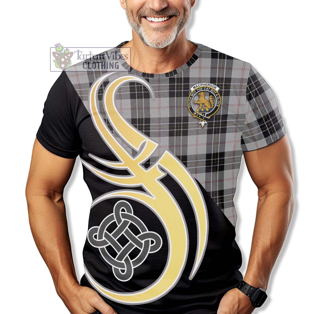 Tartan Vibes Clothing MacPherson Dress Tartan T-Shirt with Family Crest and Celtic Symbol Style