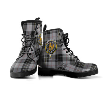 MacPherson Dress Tartan Leather Boots with Family Crest