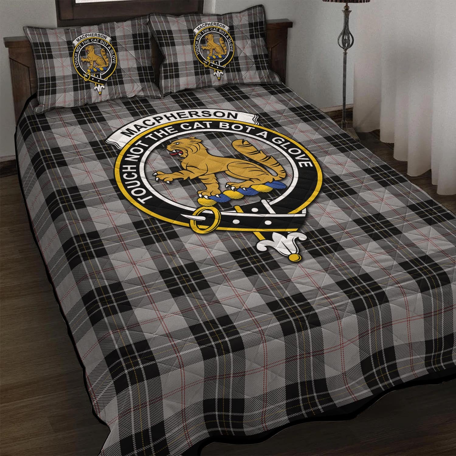 MacPherson Dress Tartan Quilt Bed Set with Family Crest - Tartan Vibes Clothing