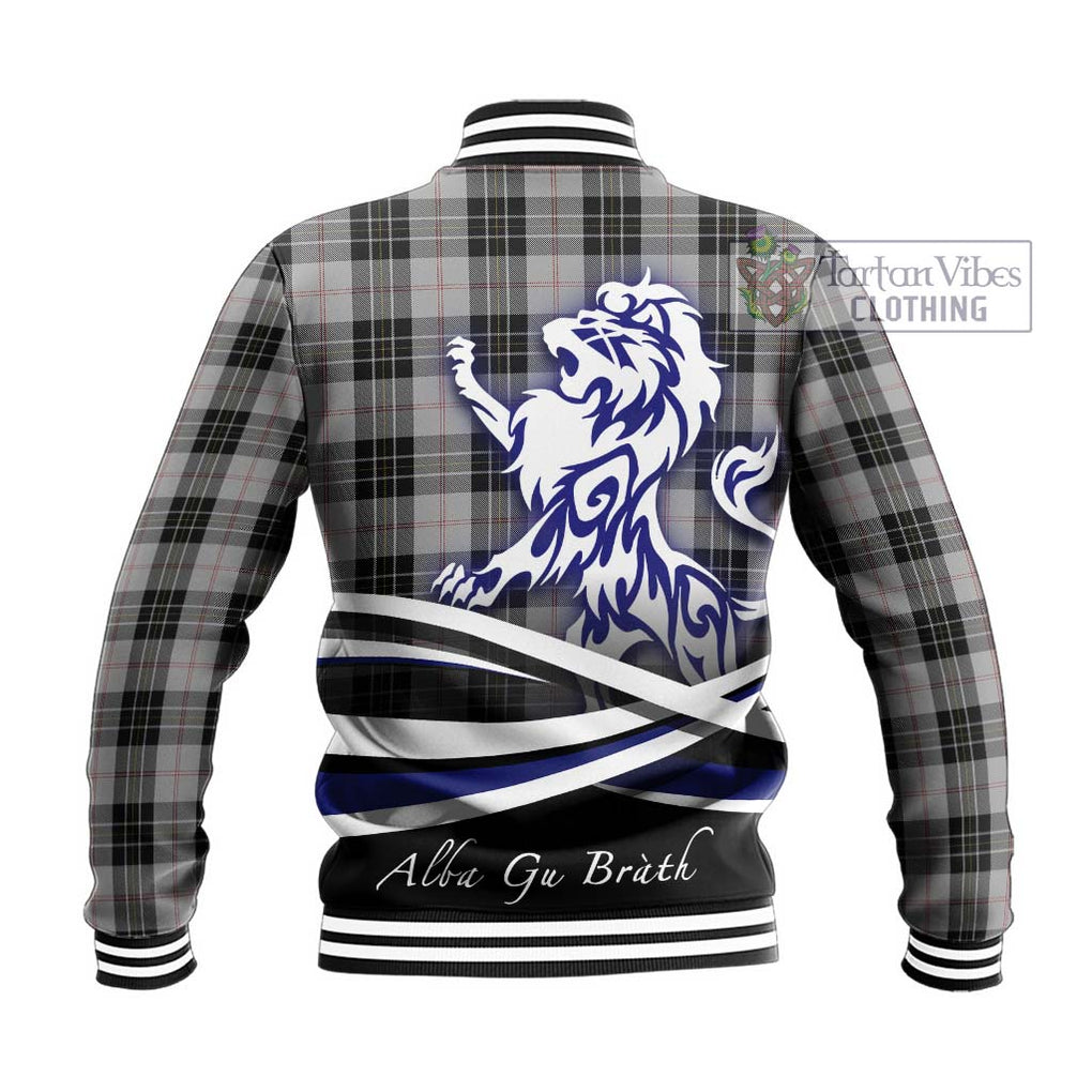 MacPherson Dress Tartan Baseball Jacket with Alba Gu Brath Regal Lion Emblem - Tartanvibesclothing Shop