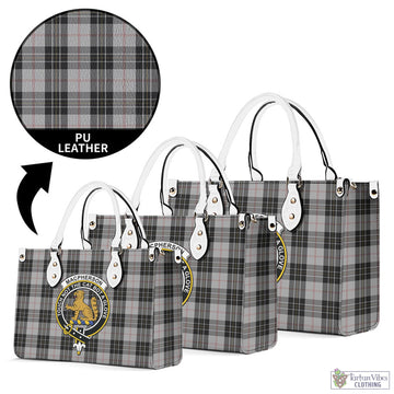 MacPherson Dress Tartan Luxury Leather Handbags with Family Crest