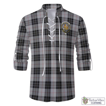 MacPherson Dress Tartan Men's Scottish Traditional Jacobite Ghillie Kilt Shirt with Family Crest