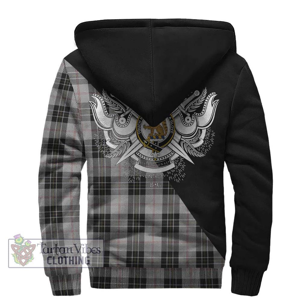 MacPherson Dress Tartan Sherpa Hoodie with Family Crest and Military Logo Style - Tartanvibesclothing Shop