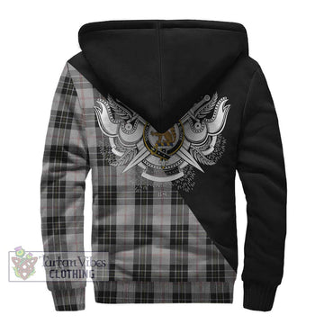 MacPherson Dress Tartan Sherpa Hoodie with Family Crest and Military Logo Style