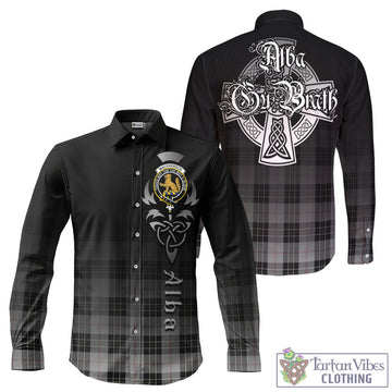 MacPherson Dress Tartan Long Sleeve Button Up Featuring Alba Gu Brath Family Crest Celtic Inspired