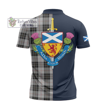 MacPherson Dress Tartan Zipper Polo Shirt Alba with Scottish Lion Royal Arm Half Style