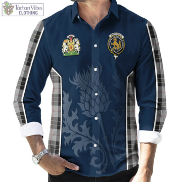 MacPherson Dress Tartan Long Sleeve Button Up Shirt with Family Crest and Scottish Thistle Vibes Sport Style